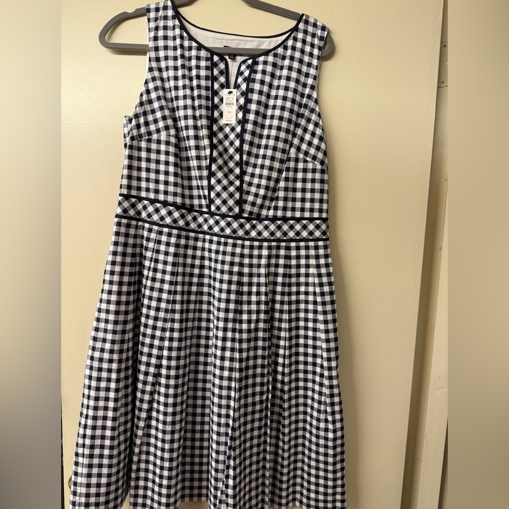 Talbots Navy and White Plaid Dress NWT